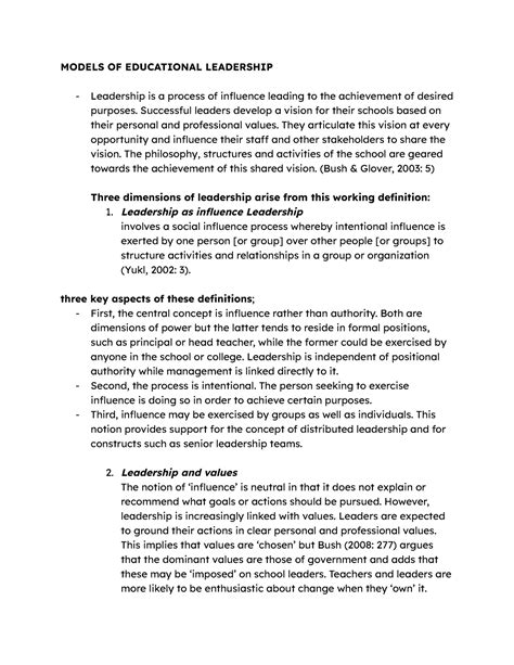 Models OF Educational Leadership - MODELS OF EDUCATIONAL LEADERSHIP