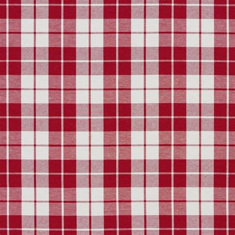 A Red And White Plaid Cotton Heavy Duty Upholstery Fabric By The