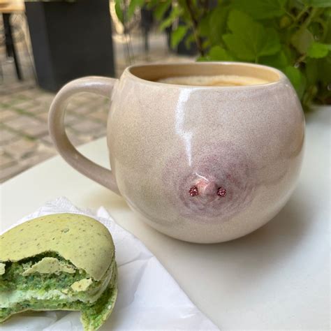 Boobs Pottery Mugs Handmade Ceramic Boob With Piercing Etsy