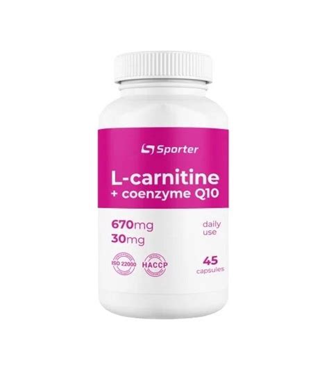 Sporter L-Carnitine +Coenzyme Q10 45 капс купити l-карнітин в Києві та ...