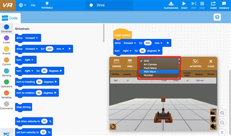 Playground Window Playground Features Vexcode Vr Knowledge Base