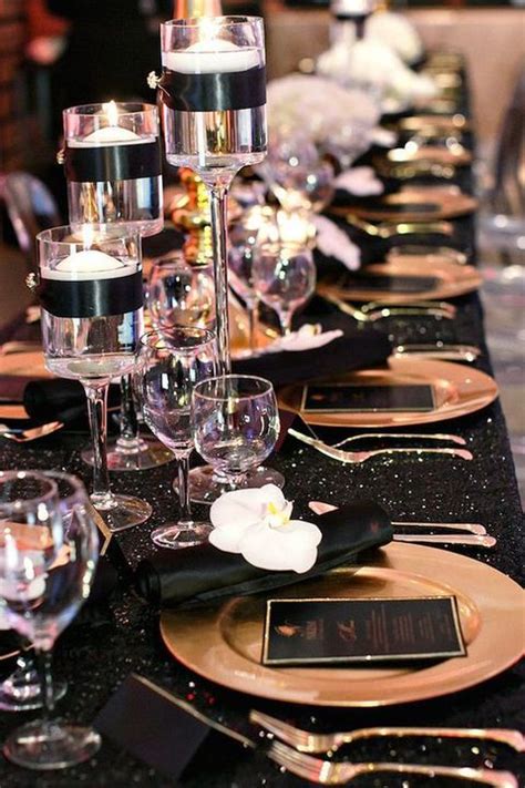 Black White And Gold Wedding Ideas Bruiloft Tafels Kerstdiner