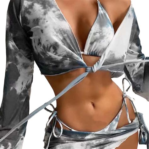 Hcuribad Clearance Swim Suits For Women Women S Fashion Tie Dye Silm Sexy Beach Bikini