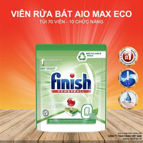 Viên Rửa Chén Bát Hữu Cơ Finish All In 1 Max Eco 0 Không Mùi Hóa Chất