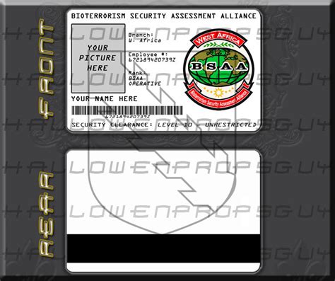 Resident Evil Style Bsaa Custom Id Card Printed On Hico Magstripe Card