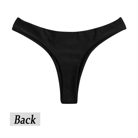 Snapklik Womens Sexy Cheeky Brazilian Cut Bikini Bottom Solid Low Rise High Leg Thong