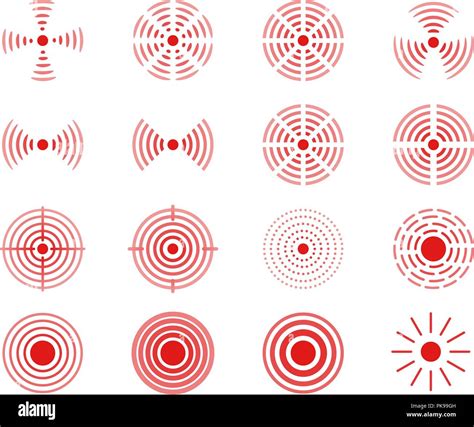 Vector Set Of Red Rings Icon For Medical Design Illustration Pain