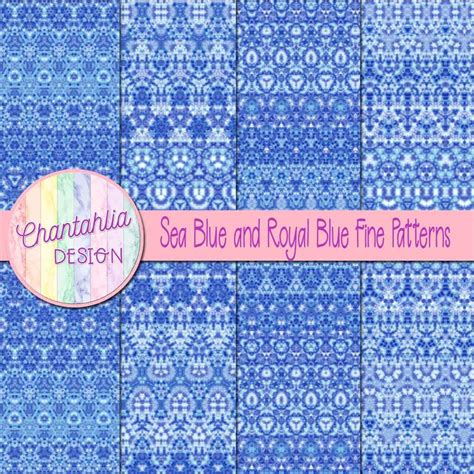 Free Sea Blue And Royal Blue Digital Papers With Fine Patterns Designs