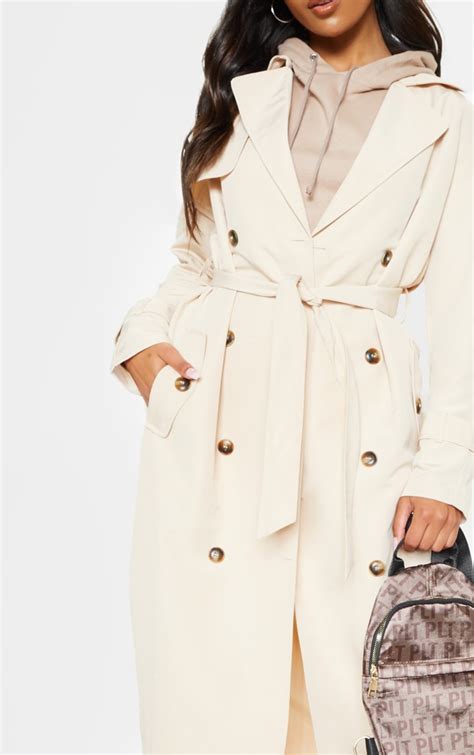 Stone Oversized Trench Coat Coats And Jackets Prettylittlething Aus