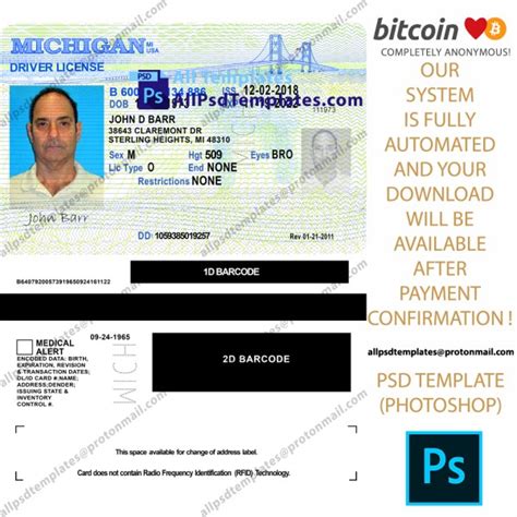 Michigan Driver License Template All Psd Templates