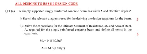 Solved 1 (a) A simply supported singly reinforced concrete | Chegg.com 
