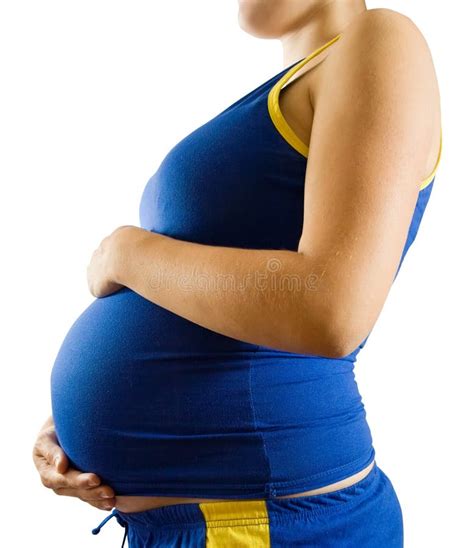 Ventre De Femme Enceinte Avec La Bande Bleue Image Stock Image Du Personne Estomac 16934303