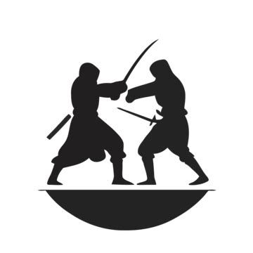 Two Samurai Vector Silhouettes In The Form Of Warriors A Simplistic