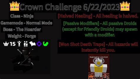 Crown Challenge 6 22 2023 Randomly Generated Droids Youtube