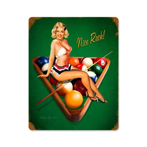 Nice Rack Billiards Pool Table Pinup Girl Metal Sign 12 X 15 Etsy
