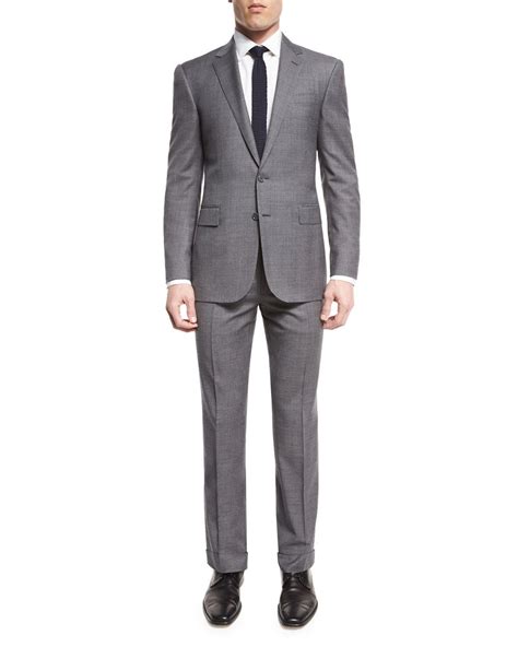 Anthony Two Piece Sharkskin Suit Light Gray Sharkskin Suit Brioni Men