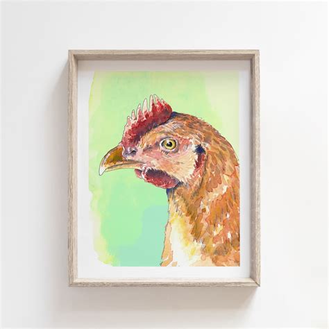 Hen Watercolour Print Hen Art Print Chicken Art Painting Print