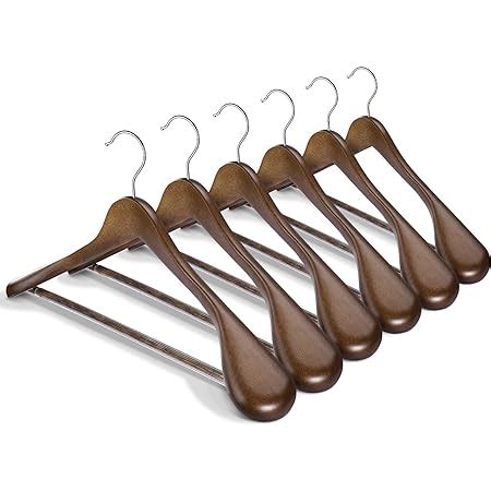 Amazon Luxury Wide Shoulder Wooden Hangers 2 Pack With Velvet Bar