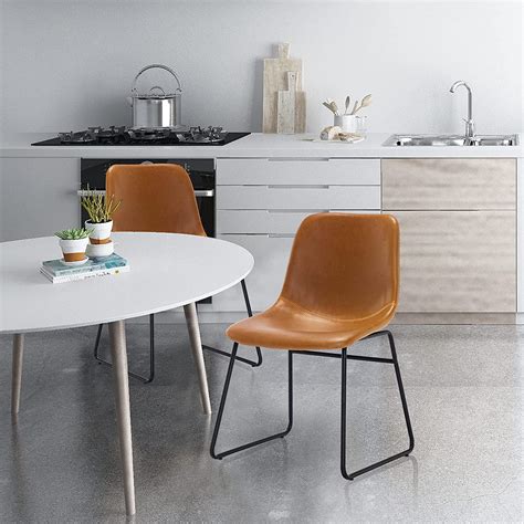 Buy LUE BONA Set Of 2 ALX Faux Leather Dining Chairs With Back Modern