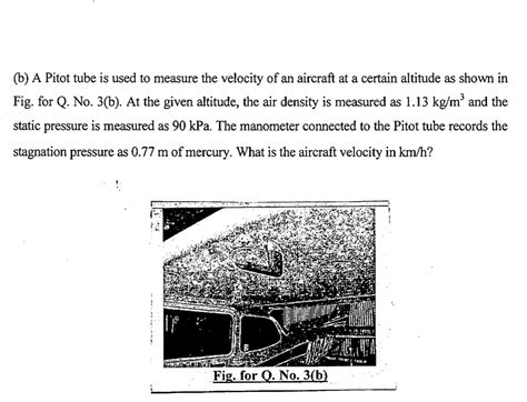 Solved B A Pitot Tube Is Used To Measure The Velocity Of