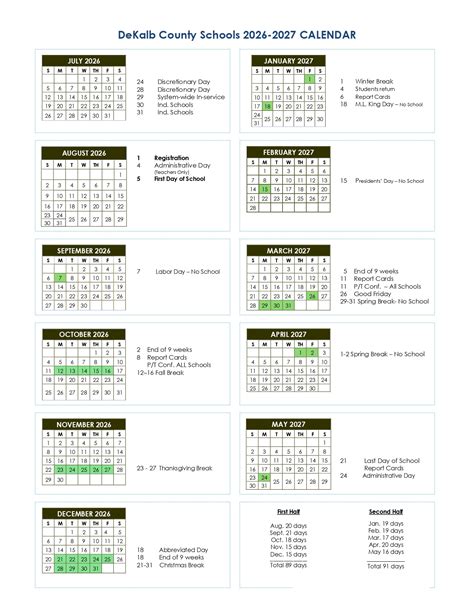 DeKalb County Schools District Calendar 2026-2027 [DCSD]