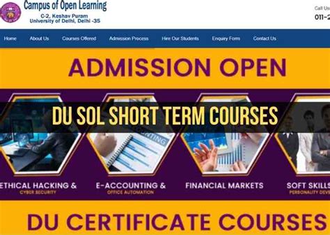 Delhi University SOL Admission Alert 2022 - Short Term Courses