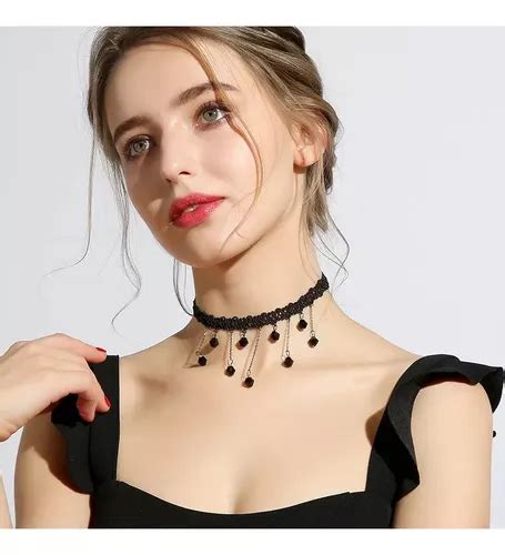 Colar Gargantilha Choker Renda E Contas Gotas Grg 230 Parcelamento