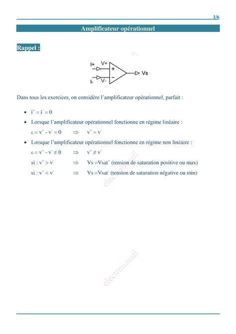 Solution Exercices Amplificateur Op Rationnel Studypool