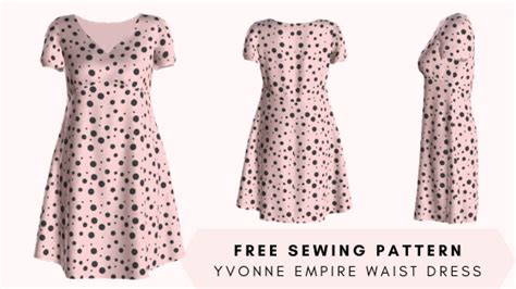 Free Pdf Sewing Pattern Yvonne Empire Waist Dress Dress Sewing