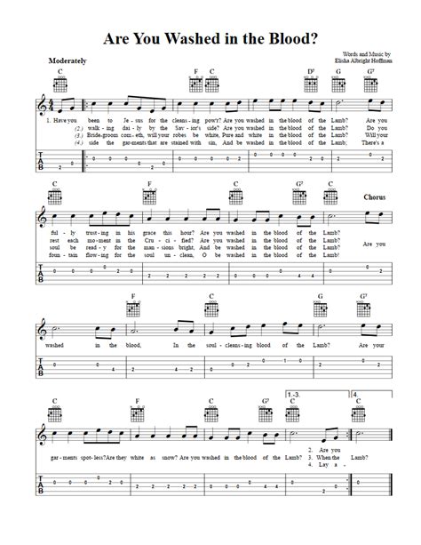 Are You Washed in the Blood?: Chords, Sheet Music, and Tab for Guitalele with Lyrics