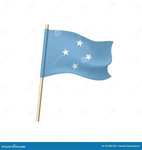 Micronesia Flag Four Stars On Blue Background Isolated On White Stock