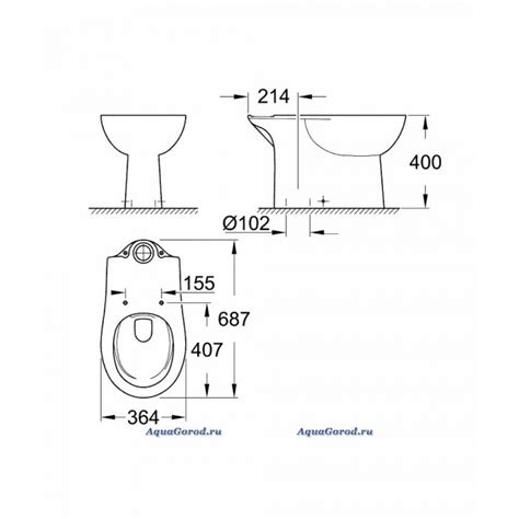 Унитаз Grohe Bau Ceramic, чаша унитаза, безободковый, вертикальный ...