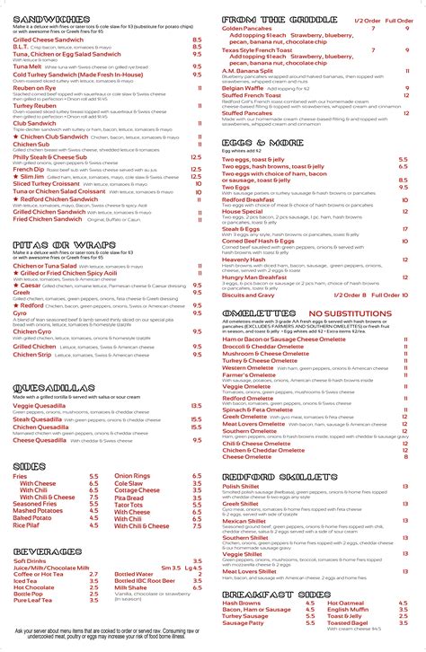 Menu – Redford Grill & Bar