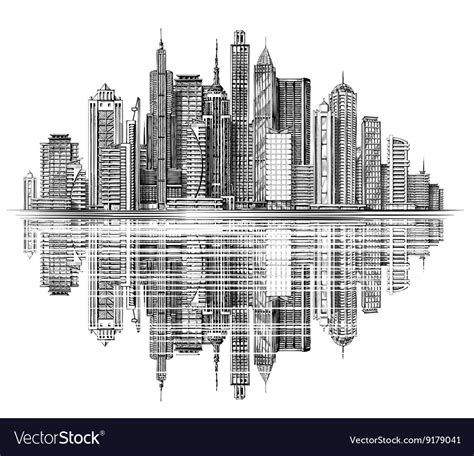 Modern City Skyline silhouette Royalty Free Vector Image