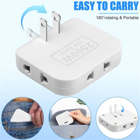 Buy 3 Pack 3 Way Flat Wall Plug, AC Flat Wall Outlet Extender Flat Plug Adapter Outlet, European ...