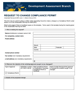 Fillable Online Request To Change Compliance Bpermitb Form Bb Logan