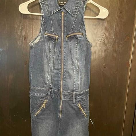 Bebe Denim Vest Jumpsuit Gem