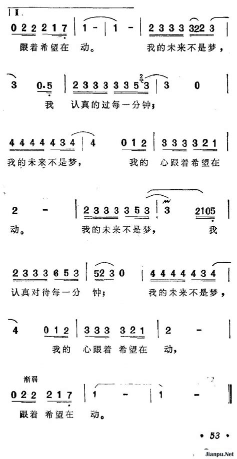 《我的未来不是梦》简谱张雨生原唱 歌谱 钢琴谱吉他谱 简谱之家