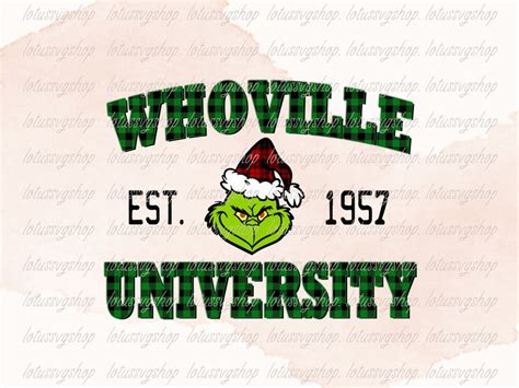 Grinch Whoville University Png Grinch Christmas Png Green Etsy