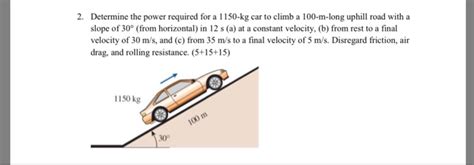 Solved Determine The Power Required For A Kg Car To Chegg