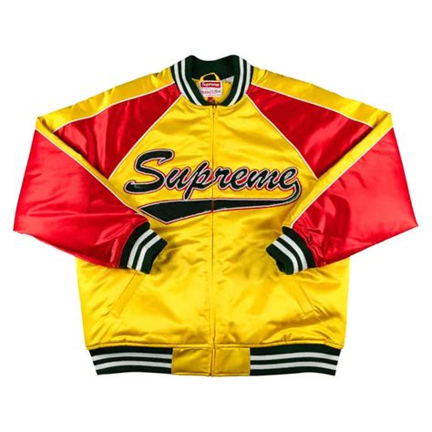 Supreme X Mitchell And Ness Sequin Logo Varsity Jacket Gold Editorialist