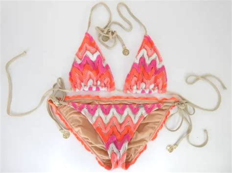 Cravatta Da Spiaggia Luli Fama Bikini Triangolo All Uncinetto Fenicottero Taglia Fondo