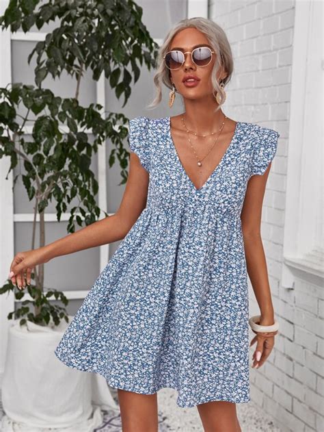 Shein Frenchy Ruffle Armhole Ditsy Floral Dress Shein Uk