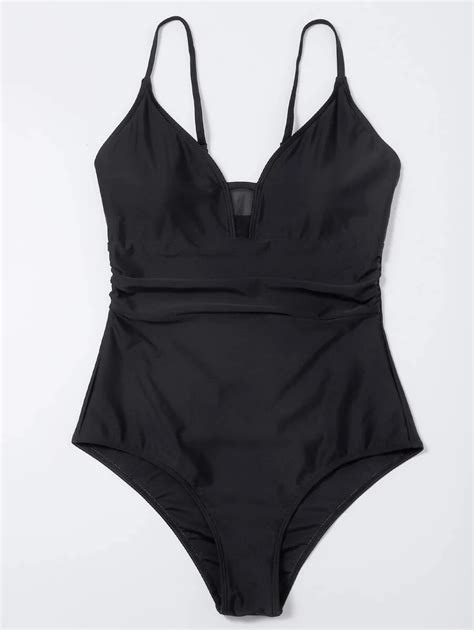 Solid One Piece Swimsuit Shein Usa