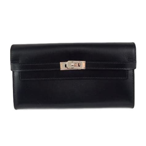 Hermès Kelly Geldbörse Box Leder Schwarz ref 72726 Joli Closet