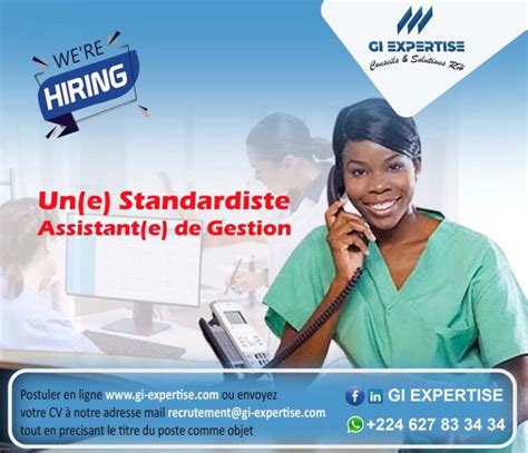 GI EXPERTISE RECRUTE STANDARDISTE ASSISTANT DE GESTION H F Y A Bara