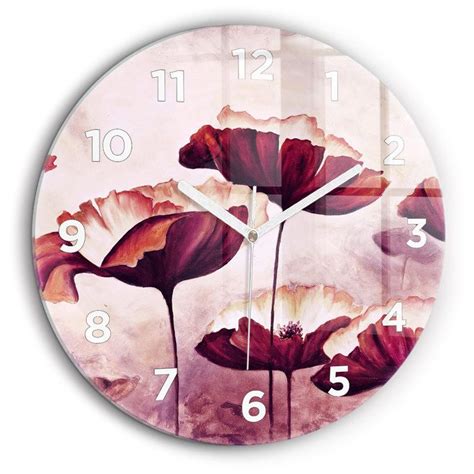 Decortapis Horloge Murale En Verre Horloge Ronde 60cm Fleurs De