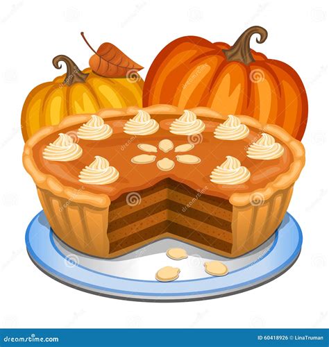 Pumpkin Pie with White Creme and Orange Pumpkin Stock Vector ...