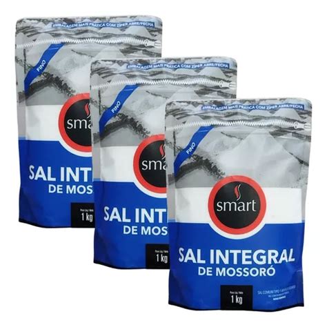 Kit 3 Pouchs Sal Integral De Mossoró Fino 1kg Cada Smart MercadoLivre