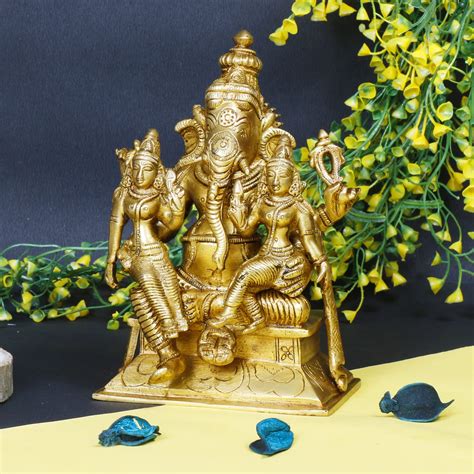 Buy Artvarko Brass Ganesh With Riddhi Siddhi Idol Ganesha Bhagwan